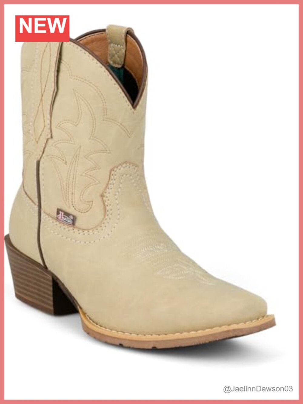 Western Ankle Boots Faux Leather Square Toe Removable Orthotic